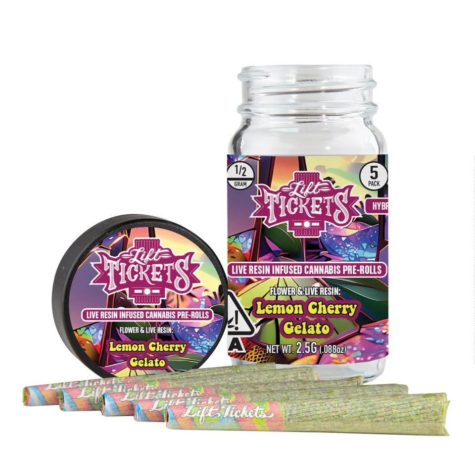 LIFT TICKETS - LIVE RESIN INFUSED PRE-ROLLS - LEMON CHERRY GELATO (HYBRID) product image