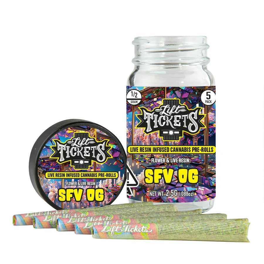 LIFT TICKETS - LIVE RESIN INFUSED PRE-ROLLS - SFV OG (INDICA)
