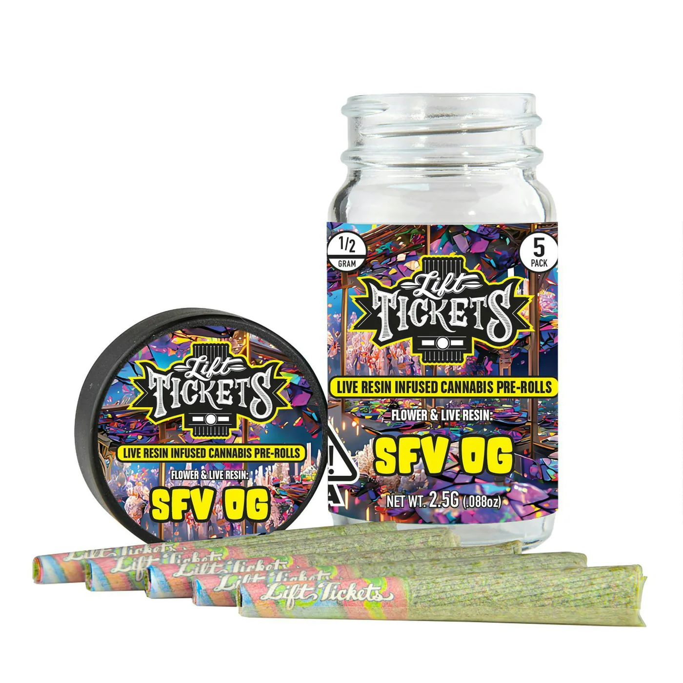 LIFT TICKETS - LIVE RESIN INFUSED PRE-ROLLS - SFV OG (INDICA) product image