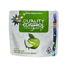 QUALITY CONTROL - INFUSED LIVE RESIN GUMMIES - 1000MG THC - SOUR GREEN APPLE product image